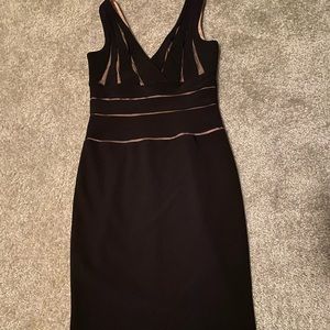 Caché black and nude dress